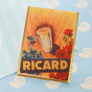 Pins cartel publicitario ricard vintage, bebida, aperitivo, alcohol, Rock and roll, Pins vintage 80s/90s, broche de cuello de esmalte, grunge