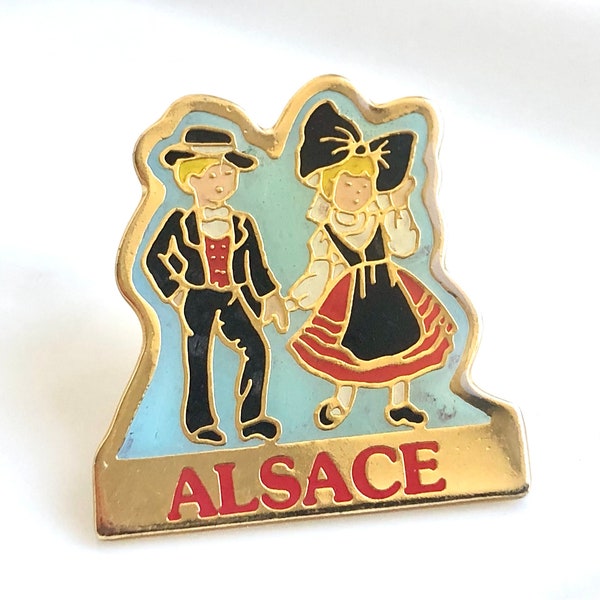 Pins Vintage Couple Alsacien, costumes traditionnels, "alsace" région française, Couple amoureux, Pin's vintage années 80/90