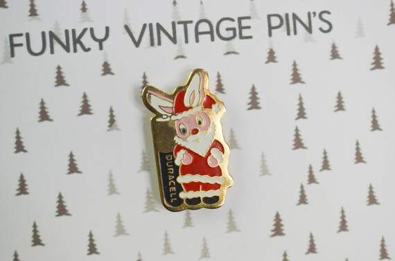 Vintage Duracell Santa Claus Bunny Pin, Christmas… - image 6