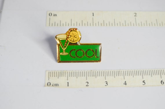 Vintage summer cocktail pins, COOL, straw and lem… - image 5