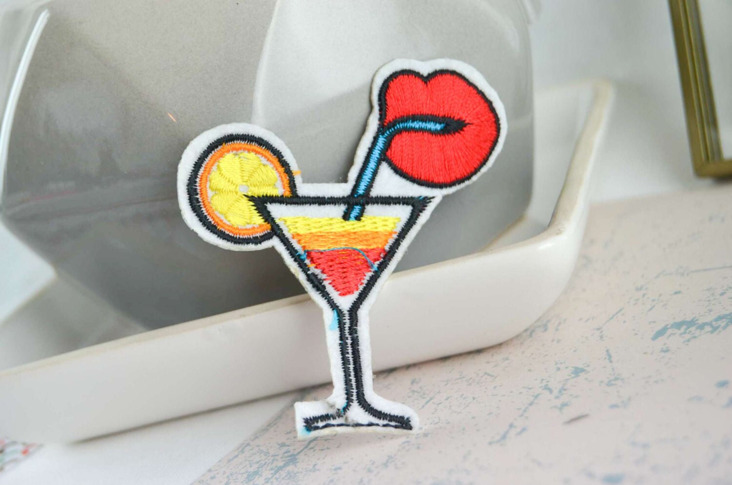 Coktail Iron on Patch  - Martini Patch - customization patch - Patch rock - Denim Jacket - Embroidered Patch - Patch 80s