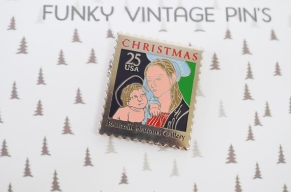 Vintage Botticelli "Christmas" stamp pin's Madonn… - image 3