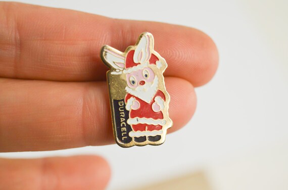 Vintage Duracell Santa Claus Bunny Pin, Christmas… - image 4