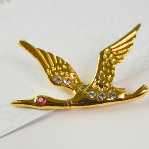 Stork bird jewelry pins, swallow with rhinestones cute animal cute pins, collar pin, jewel, Grunge enamel pin, funky, rock image 2