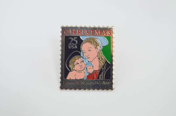 Vintage Botticelli "Christmas" stamp pin's Madonn… - image 7