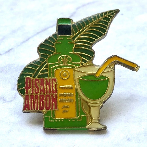 Vintage banana alcohol cocktail pin, pisang, aperitif strong alcohol, Vintage pins 80s / 90s - collar pin, collar jewelry