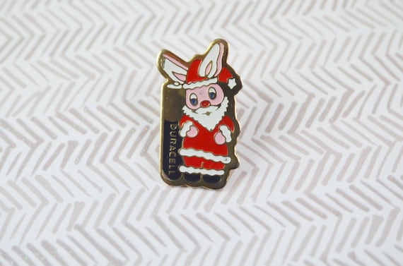 Vintage Duracell Santa Claus Bunny Pin, Christmas… - image 1
