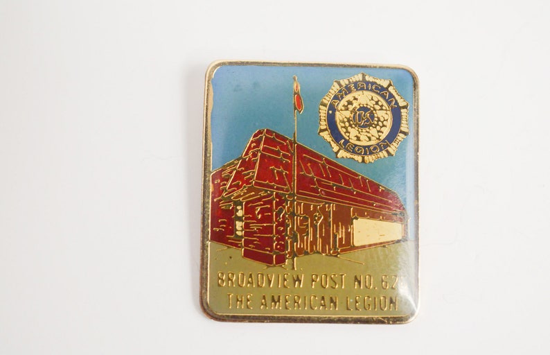 funky metal rock /& roll brooch Vintage pins slogan broadview post n 625 the american legion American post army biker badge pin
