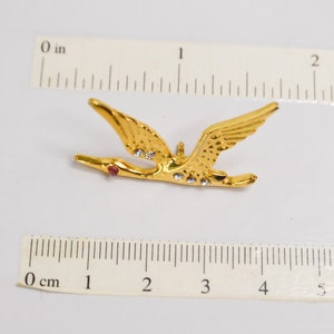 Stork bird jewelry pins, swallow with rhinestones cute animal cute pins, collar pin, jewel, Grunge enamel pin, funky, rock image 4