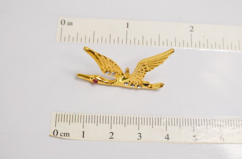 Stork bird jewelry pins, swallow with rhinestones cute animal cute pins, collar pin, jewel, Grunge enamel pin, funky, rock image 4