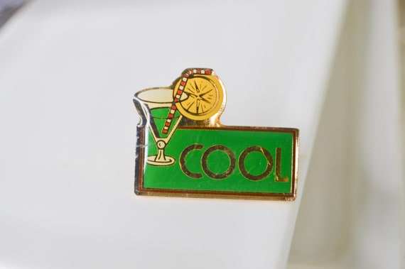Vintage summer cocktail pins, COOL, straw and lem… - image 7