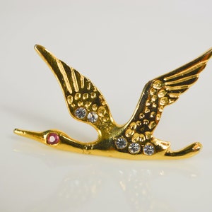 Stork bird jewelry pins, swallow with rhinestones cute animal cute pins, collar pin, jewel, Grunge enamel pin, funky, rock image 7