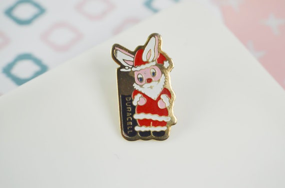 Vintage Duracell Santa Claus Bunny Pin, Christmas… - image 2