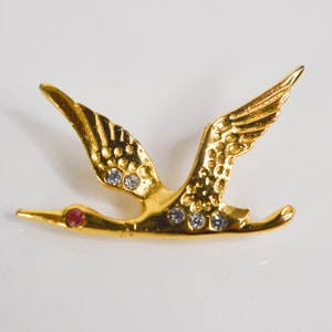 Stork bird jewelry pins, swallow with rhinestones cute animal cute pins, collar pin, jewel, Grunge enamel pin, funky, rock image 8