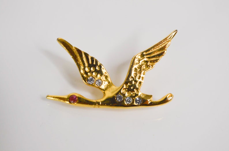 Stork bird jewelry pins, swallow with rhinestones cute animal cute pins, collar pin, jewel, Grunge enamel pin, funky, rock image 8