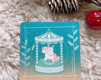 Winter Carousel Print | Bunny Print | Bunny Illustration