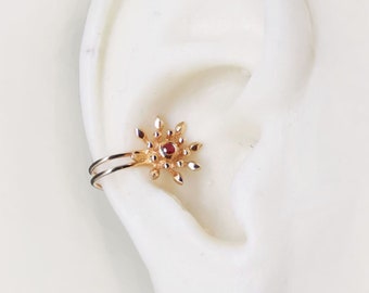 Silver Rose gold plated ear cuff, Dainty CZ Stars Conch Ear Cuff ,ear cuff,Minimal ear clip,a single ear cuff,clip on ear,Fake conch