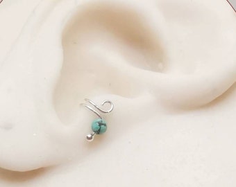 Turquoise Tragus Earring, Tragus Jewelry, ear cuff, single earring, fake ear cuff, Silver tragus clip,non pierced earrings,clip on earrings