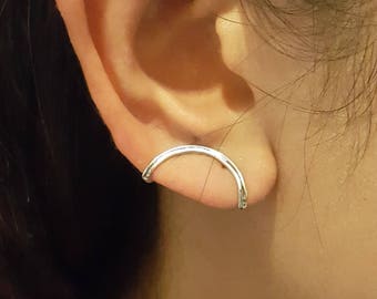 Minimal Ear Cuff,Sterling Silver 925,non pierced earring,clip on ear,Ear clip,huggie earrings