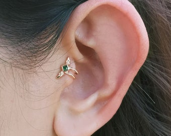Sterling Silver Wing Ear Cuff: Tragus Earring with Cubic Zircon