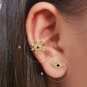 Tiny Earrings,Silver 14k Gold Plated,Star stud earrings,Stud Earrings,Gold Bridesmaid ,Dainty 14k Gold CZ,Silver Ear cuff,