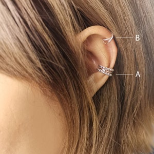 Set of two Cartilage earrings, piercing,Minimal ear clip,a single ear cuff,Silver ear cuff,Clip on ear,non pierced earring ,Helix earring