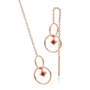 Threader Earrings,Silver Rose Gold Plated,Chain Earrings,Gold Bridesmaid Threaders,Dainty Rose Gold CZ Thread Through Earring