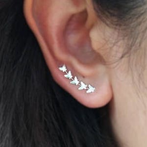 Silver climber earrings,Silver earrings,Minimal Earrings,Sterling Silver ear climber,tiny earrings