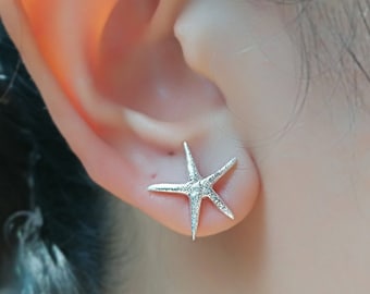 Sterling Silver Star Earrings, Star stud earrings , silver earrings, ear pins, star earrings, Studs