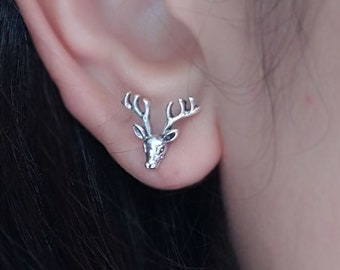 Silver Deer Earrings, Silver Antler Earrings, Deer Antler Earrings, Hypoallergenic Earrings, Drop Earrings, Boho Earrings, Bohemian Jewelry