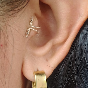 Pendiente minimalista para trago de plata de ley: sin perforación, con clip