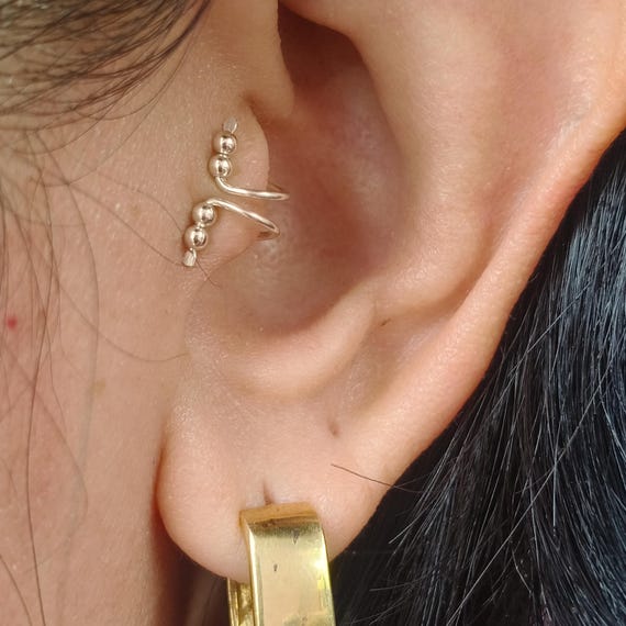 Minimalist Sterling Silver Tragus Ear Cuff: No Piercing Clip-on - Etsy