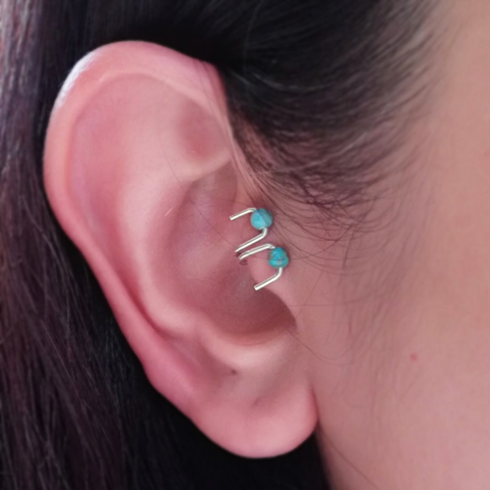 Turquoise Tragus Earring Tragus Ear Cuffear Cuff Non Single Etsy