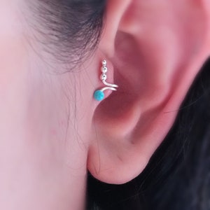 Turquoise Tragus Earring, Tragus Jewelry, ear cuff, single earring, fake ear cuff, Silver tragus clip,non pierced earrings, clip on earrings