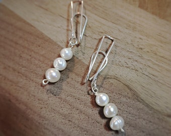 Sterling Silver Pearl Clip On Earrings: Non Piercing Huggie Earrings