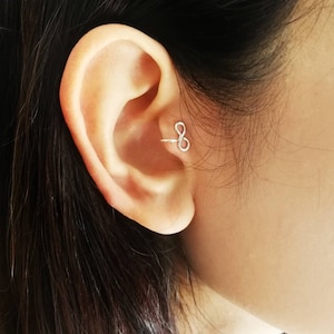 Infinity Tragus earring, Tragus Jewelry, ear cuffs no piercing, single earring, fake ear cuffs, Silver tragus clip,non piercing, piercing