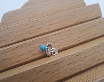 Turquoise Hilex Earring, Hilex Jewelry, ear cuff, single earring, fake ear cuff, Silver tragus clip,non pierced earrings, clip on earrings