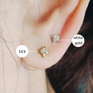 Tiny dainty earring,Tiny gold studs,Dainty silver studs, Stud cz earring,Tragus earrings-Cartilage cz studs - Minimalist earring,Single stud