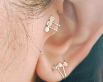 Upper Lobe Staggered Lobe Piercing Minimal Tragus Earring, Cartilage  Jewelry, Ear Cuffs Non Piercing, Single Earring, Fake Ear Cuffs, Silver Ear  Cuff,