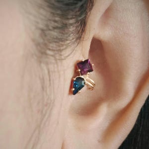 Tragus Ohrring,Swarovski Kristall, Rosegold überzogen, Knorpel Ohrringe, Ear cuffs kein Piercing, Fake Ohrmanschetten, Tragus Schmuck