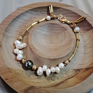Baroque Fresh Water Pearl Bracelet, Dainty gold beaded bracelet ,Silver  bracelet ,Pearl bracelet, seed beaded bracelet,Wedding Bracelet
