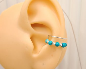 Turquoise Sterling Silver Ear Cuff: No Piercing Conch Clip