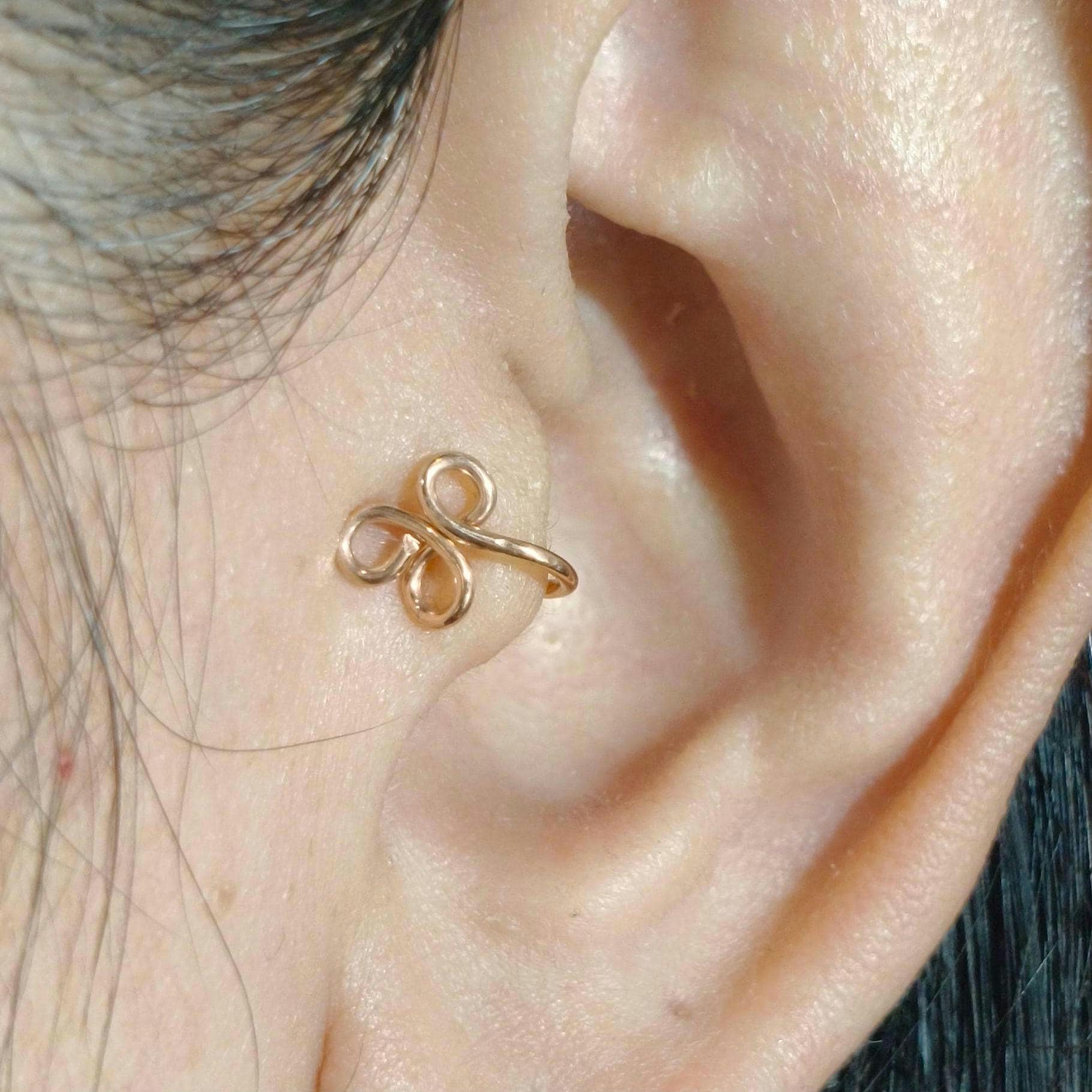 Sterling Silver Tragus Ear Cuff, 14k Gold Plated, No Piercing