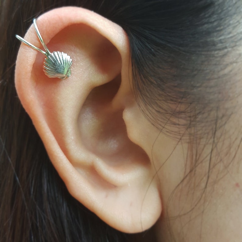 Silver Ear Cuff Helix Earring cartilage Earring Fake Ear Piercing