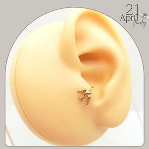 Bird flying tragus ear cuff,Silver 14 k gold plated, Cartilage earrings, ear cuffs no piercing, fake ear cuffs, tragus jewelry