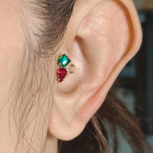Tragus earring,Swarovski crystal,White gold plated,Cartilage earrings,ear cuffs no piercing, fake ear cuffs, tragus jewelry