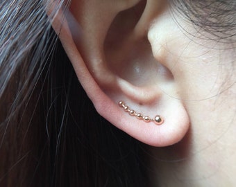 Minimal climber earrings,Silver Rose gold plated earrings,Minimal Earrings,Sterling Silver 925 earring,tiny earrings