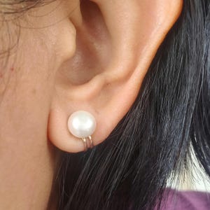 Pendientes de clip de perlas de agua dulce en oro rosa - Para orejas sin perforación