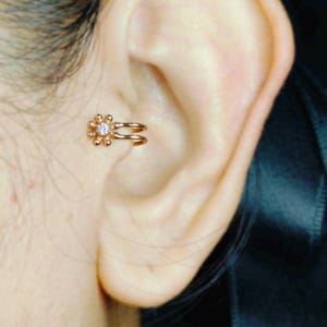 Tragus earring,Diamond white Cubic zircon,Silver Rose gold plated, Cartilage earrings, ear cuffs no piercing, fake ear cuffs, tragus jewelry