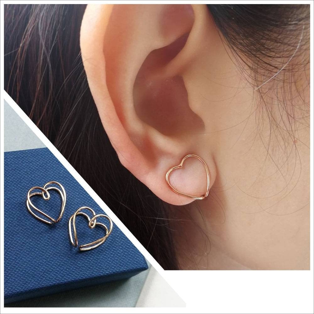 Heart Shape ear clip rose gold platedMinimal Ear Etsy